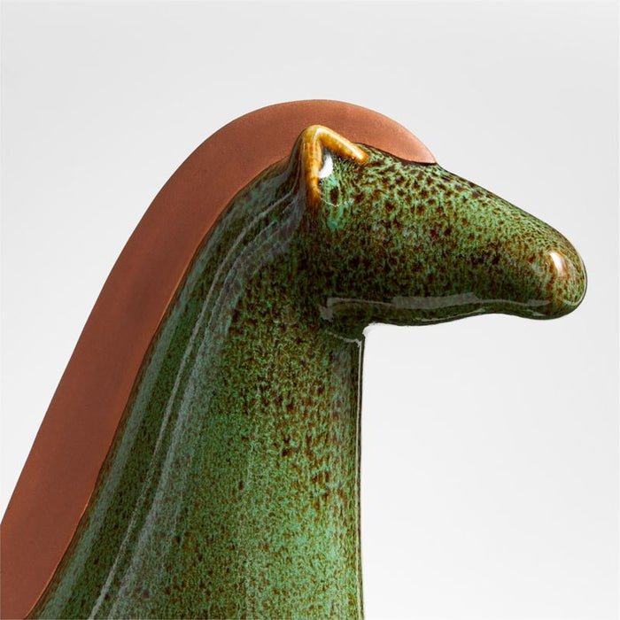 Small Green Earthenware Decorative Horse Sculpture