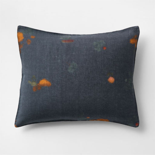 Aire Natural EUROPEAN FLAX -Certified Linen Impressionist Floral Midnight Navy Standard Bed Pillow Sham