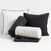 Portofino Cotton Striped Bolster 16"x8" Ink Black Throw Pillow