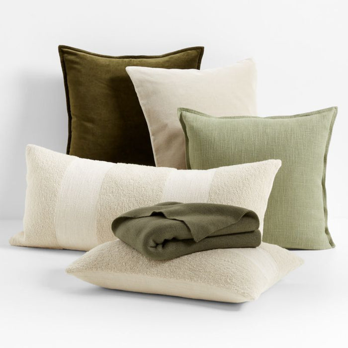 Moss 20"x20" Washed Organic Cotton Velvet Throw Pillow Cover