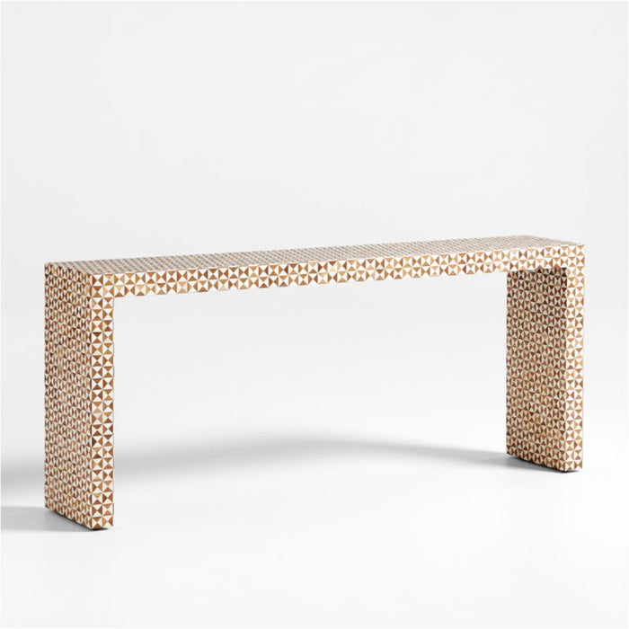 Intarsia Large Mosaic Teak Wood Console