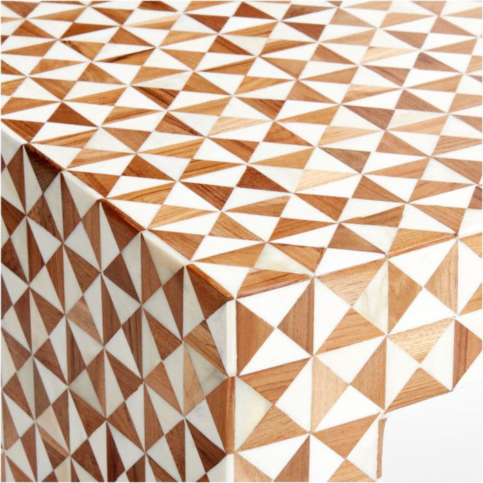 Intarsia Large Mosaic Teak Wood Console