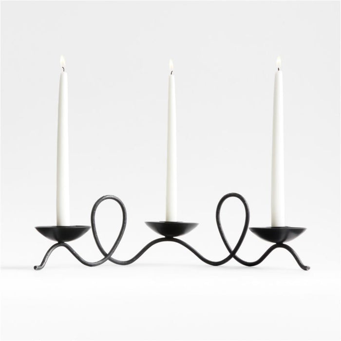 Hand-Forged Black Metal Taper Candle Holder Centerpiece by Jake Arnold