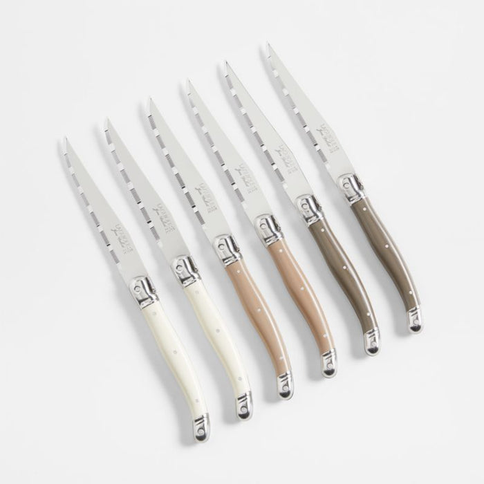 Jean Dubost Laguiole ® Mixed Linen Steak Knives, Set of 6