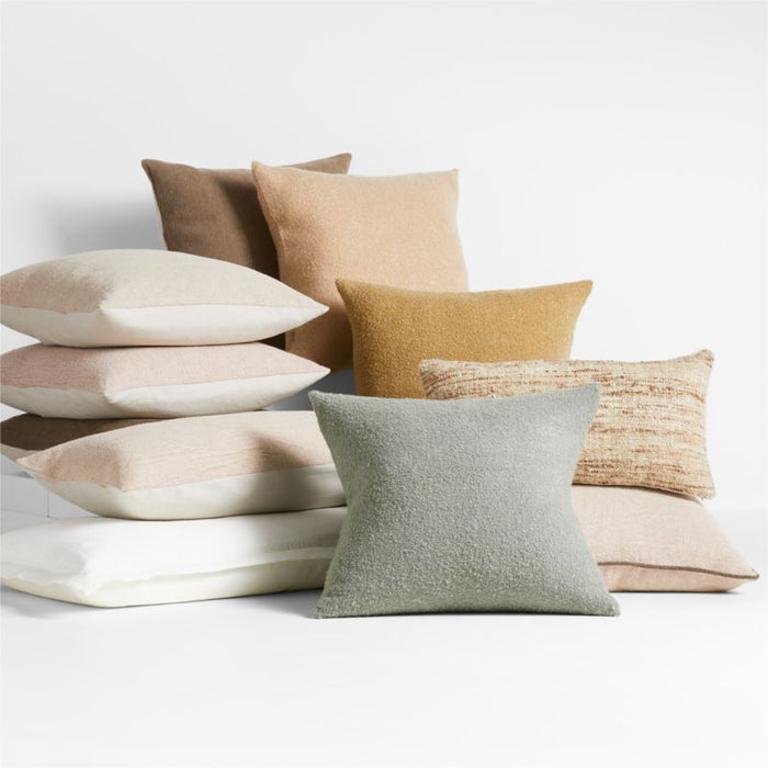 Frances Faux Mohair 23"x23" Frothy Beige Throw Pillow Cover by Jake Arnold
