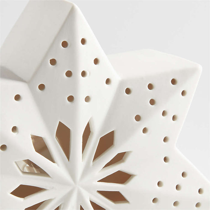 Medium LED White Holiday Ceramic Snowflake 7"
