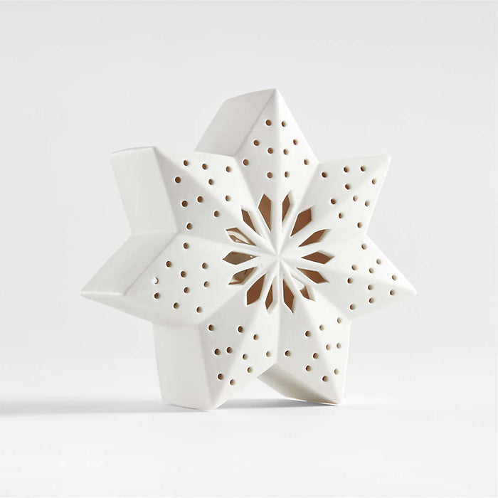 Medium LED White Holiday Ceramic Snowflake 7"