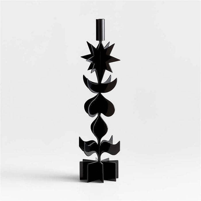 Picado Large Black Metal Taper Candle Holder 18" by Lucia Eames