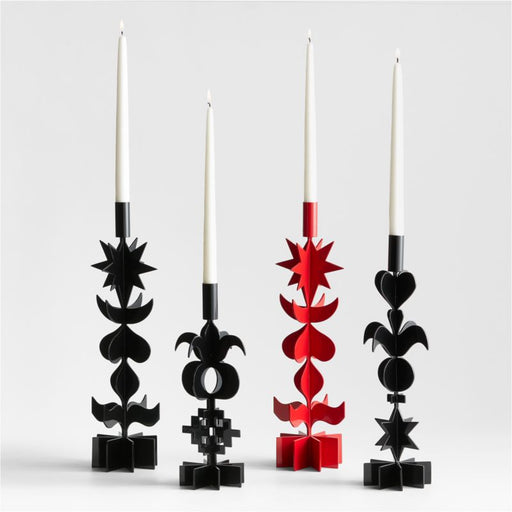 Picado Small Black Metal Taper Candle Holder 13" by Lucia Eames