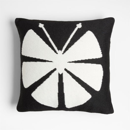 Pinwheel 20"x20" Black Butterfly Outdoor Throw Pillow by Lucia Eames