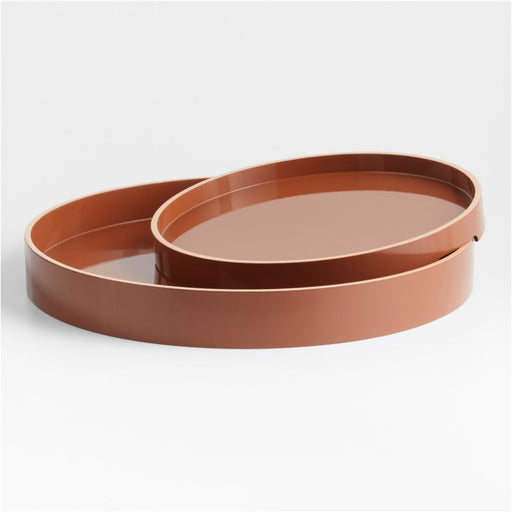 Ginger Orange Round Lacquer Wood 18" Decorative Tray