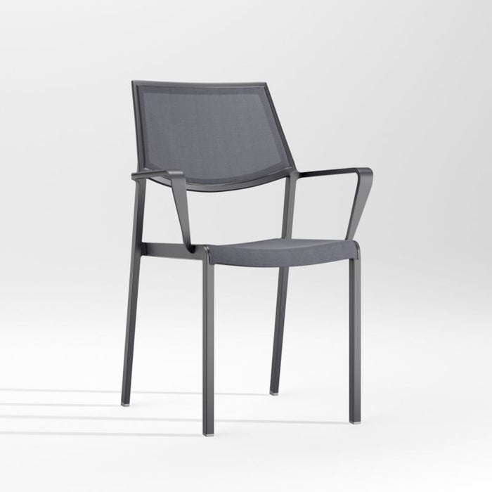 Lanai Charcoal Grey Mesh Square Outdoor Dining Chair