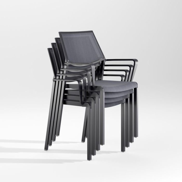Lanai Charcoal Grey Mesh Square Outdoor Dining Chair