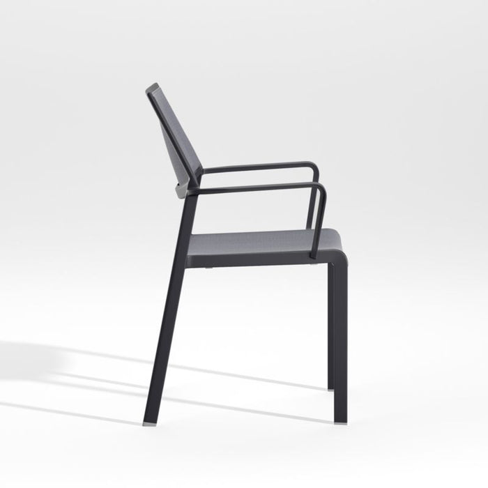 Lanai Charcoal Grey Mesh Square Outdoor Dining Chair