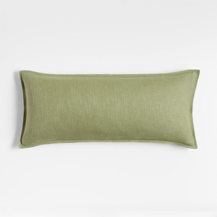 Sage 36"x16" Laundered Linen Throw Pillow Cover