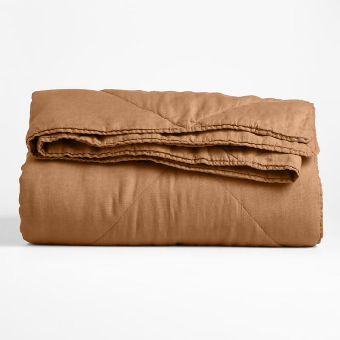 European Flax ®-Certified Linen Brulee Brown King Quilt