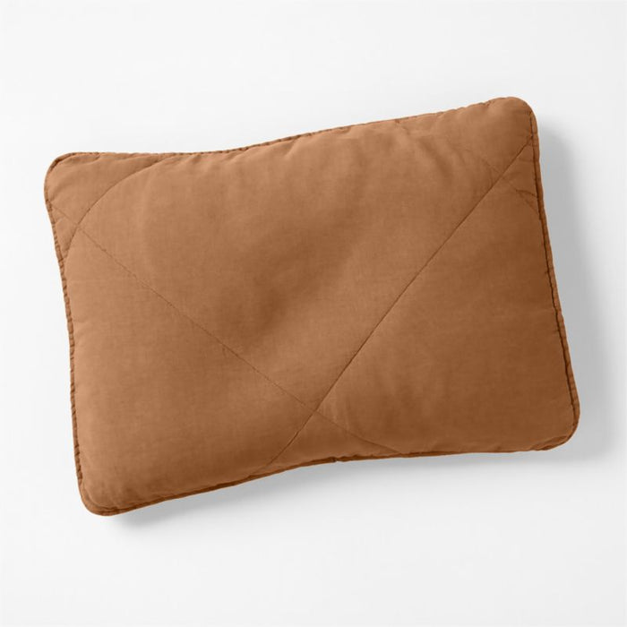 European Flax ®-Certified Linen Brulee Brown King Quilted Pillow ShamCover