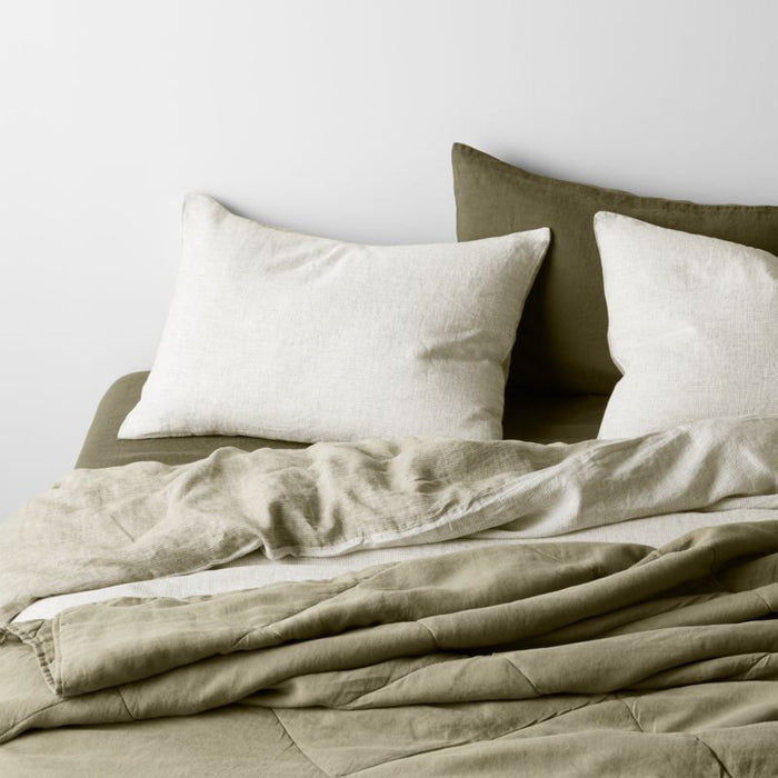 New Natural European Flax Certified Linen Burnt Green Euro Bed Pillow Sham
