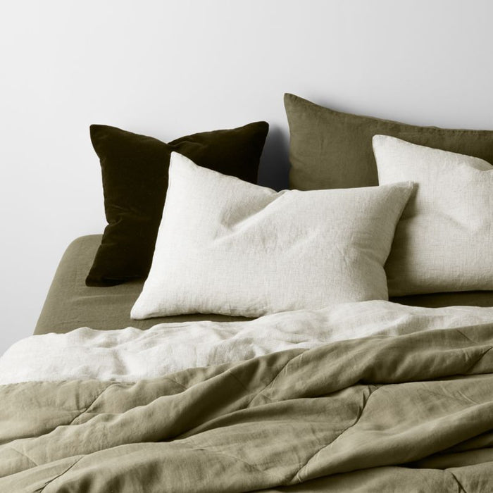 New Natural European Flax Certified Linen Burnt Green Euro Bed Pillow Sham