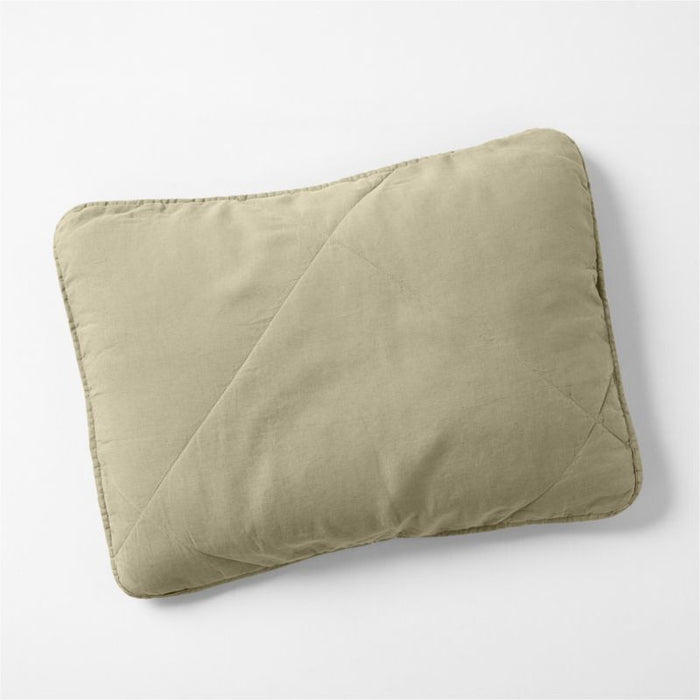 European Flax ®-Certified Linen Garden Green King Quilted Pillow Sham