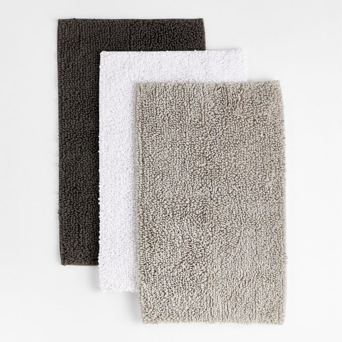 Loop Texture Bath Rugs Loop Organic Cotton Graphite Grey Bath Mat