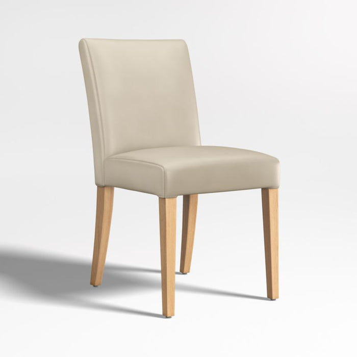 Lowe Bone White Leather Dining Chair with Natural Wood Legs