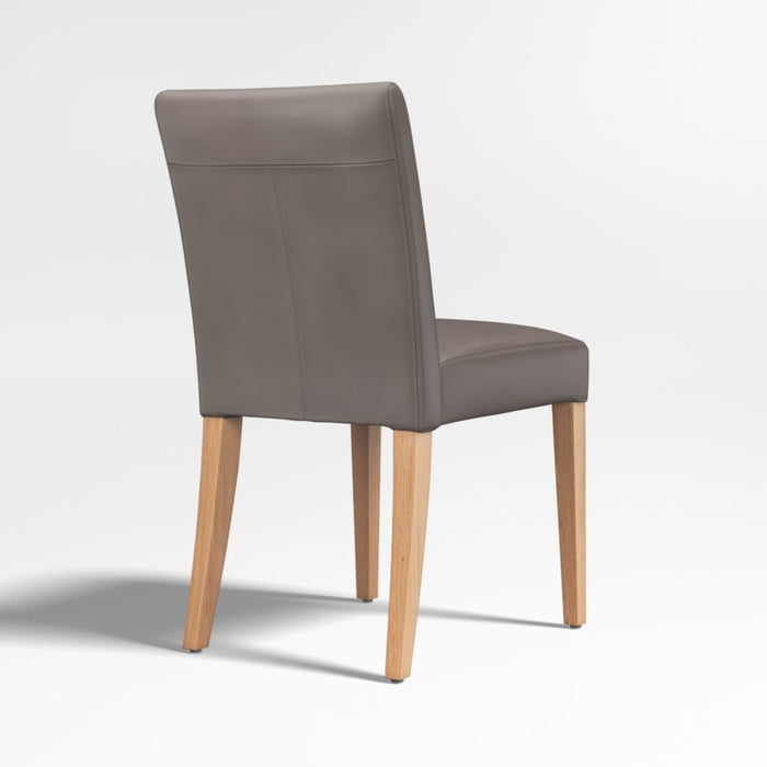 Lowe Grey Leather Dining Chair with Natural Wood Legs