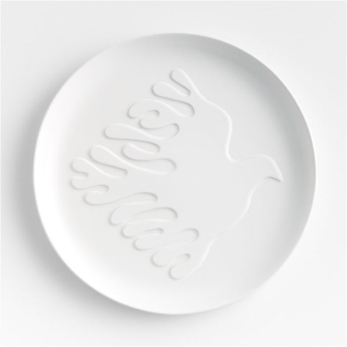 Soaring Dove 10" White Ceramic Dinner Plate by Lucia Eames