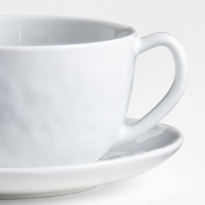 Mercer White Porcelain Cappuccino Cup and Saucer