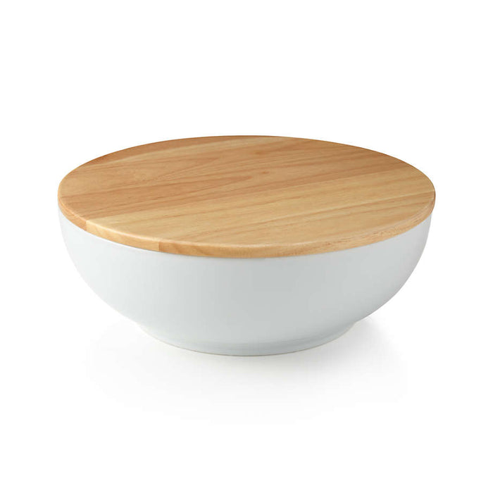 Merge Porcelain Serving Bowl with Wood Lid