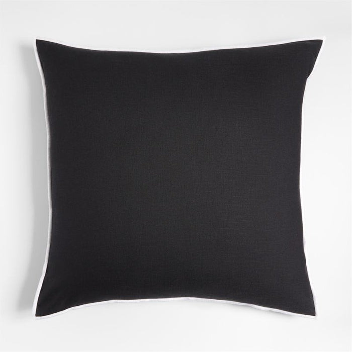 Black and White 23" Merrow Stitch Organic Cotton Pillow Cover Crate