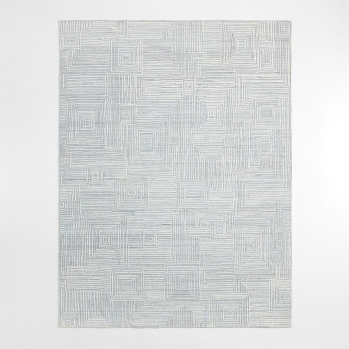 Milos Wool and Viscose Blue Area Rug 6'x9'