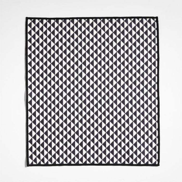 Modern Check Black Recycled Dish Towel, Set of 2