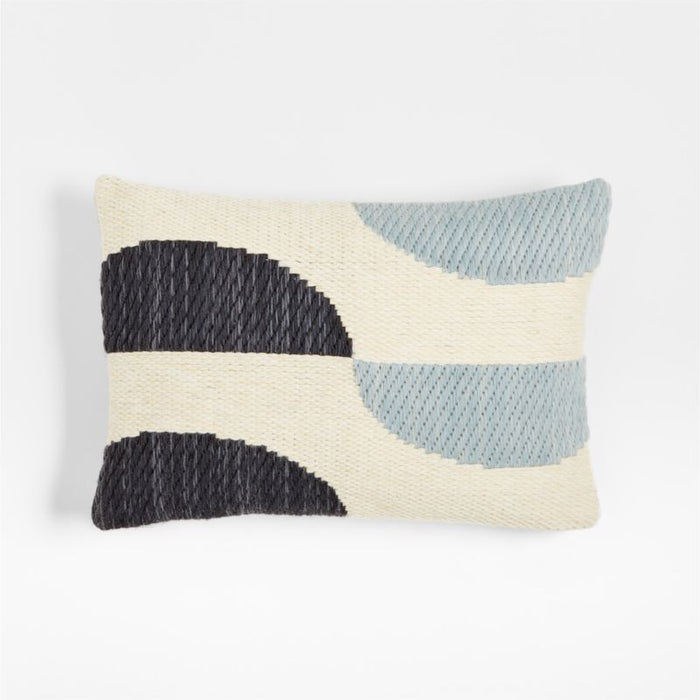 Modern Crescent Kilim 22"x15" Mist BlueThrow Pillow Cover