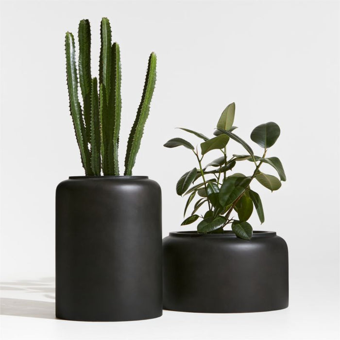 Modern Crock Tall Black Planter