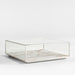 Modernist Metal and Glass 44" Square Display Coffee Table with Marble Shelf