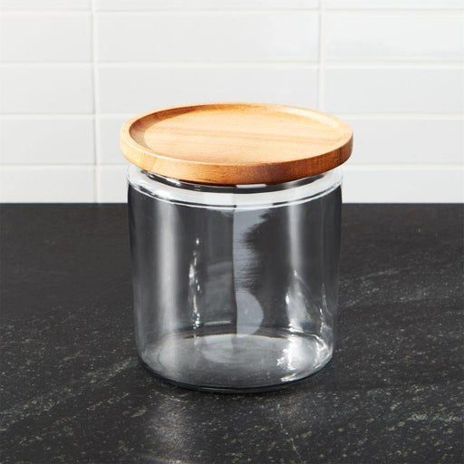 Montana 64 oz. Acacia and Glass Jar