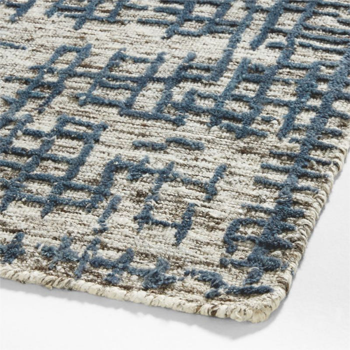 Montauban Wool-Blend Grid Silver Area Rug 6'x9'