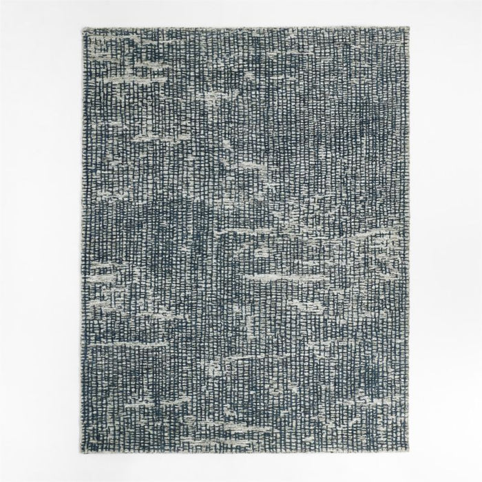 Montauban Wool-Blend Grid Silver Area Rug 6'x9'