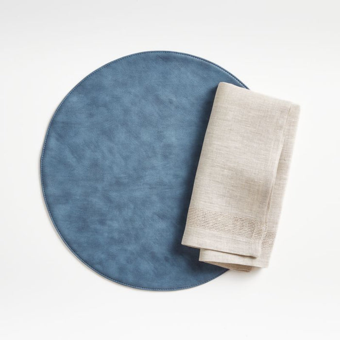 Maxwell Blue Round Easy-Care Placemat - Crate and Barrel Philippines