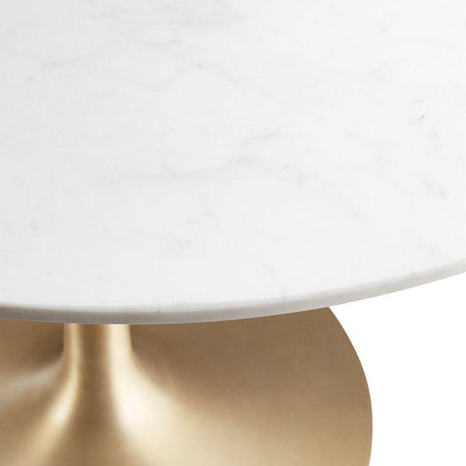 Nero 48" White Marble Dining Table with Brass Base