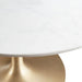 Nero 48" White Marble Dining Table with Brass Base