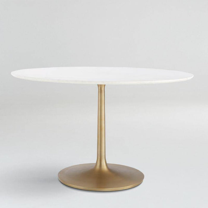 Nero 48" White Marble Dining Table with Brass Base - Crate and Barrel Philippines