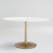 Nero 48" White Marble Dining Table with Brass Base