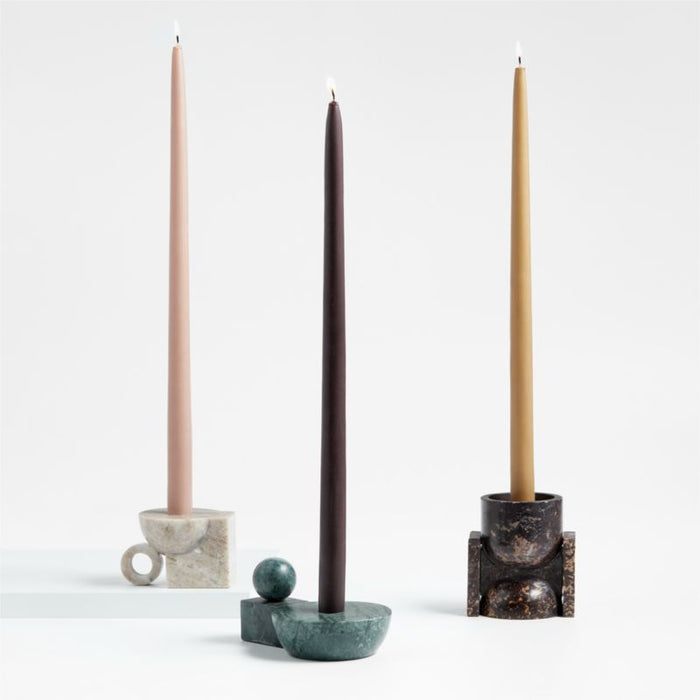 Noyau Green Marble Taper Candle Holder by Athena Calderone