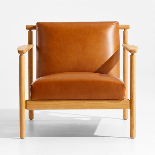 Ojai Leather Wood Frame Accent Chair