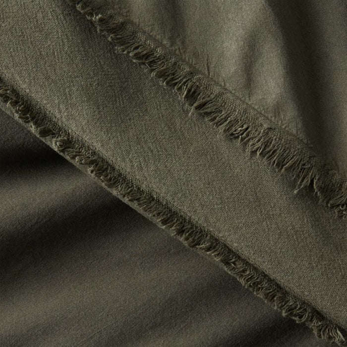 Organic Cotton Ficus Green Eyelash Fringe Full/Queen Size Duvet Cover