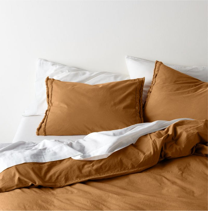 Organic Cotton Brulee Brown Eyelash Fringe Full/Queen Duvet Cover