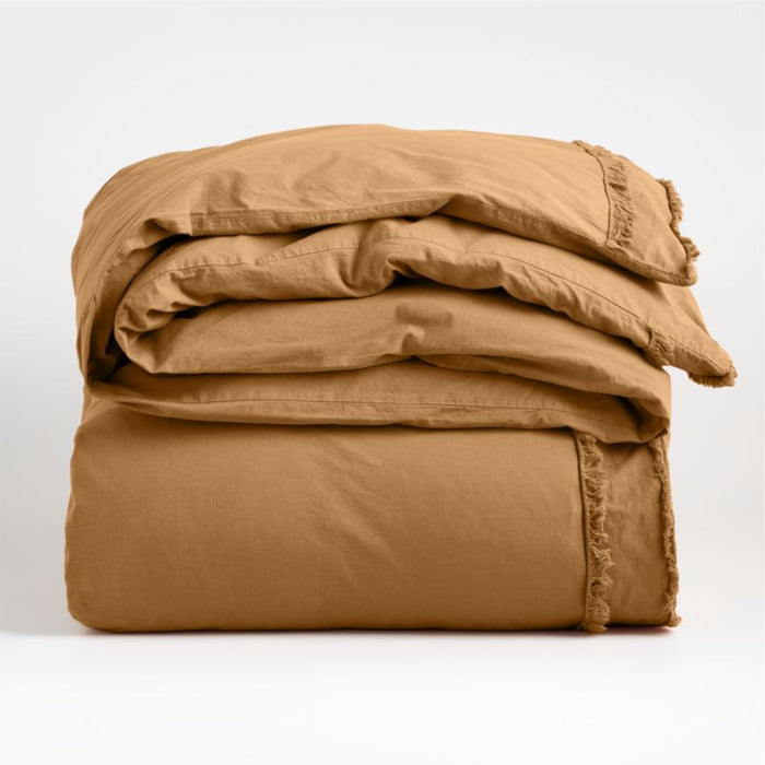 Organic Cotton Brulee Brown Eyelash Fringe Full/Queen Duvet Cover