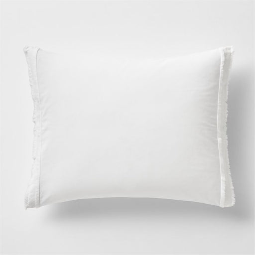 Favorite Washed Organic Cotton White Eyelash King Bed Pillow Sham